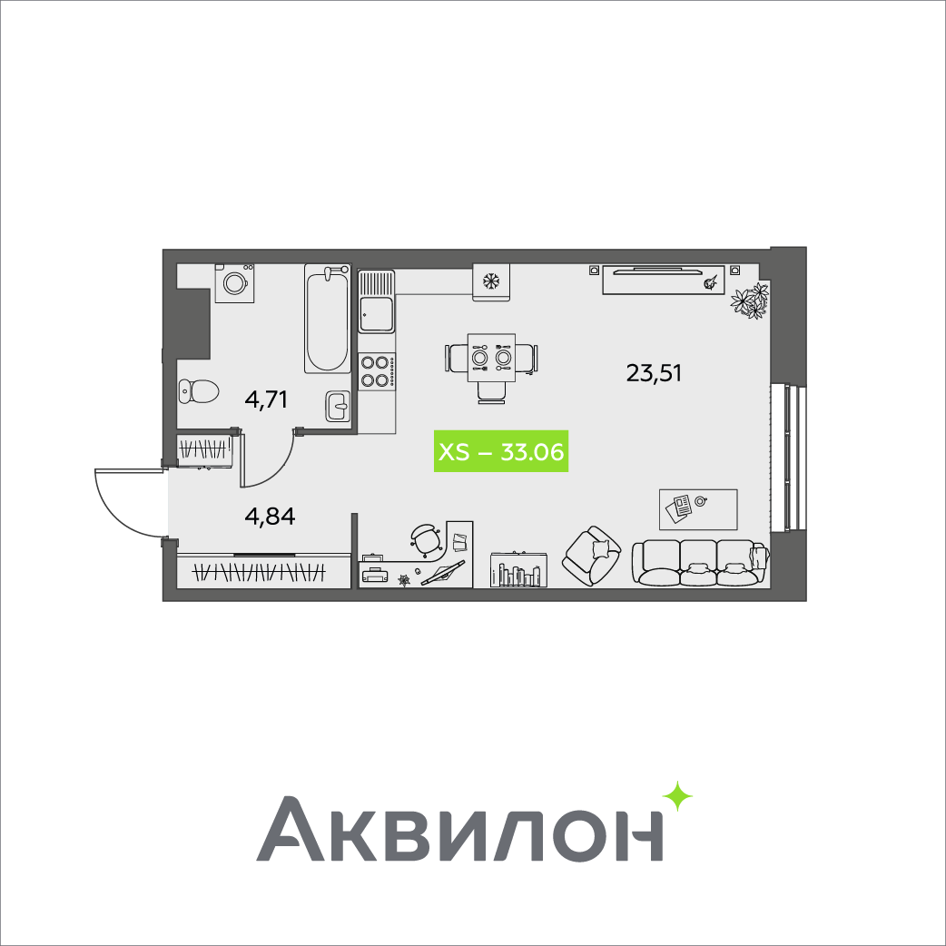 Студия 33 м² в ЖК «Аквилон Шайн», 7 этаж — переуступка права требования по ДДУ
Просторная студия 33,06 м² в строящемся ЖК «Аквилон Шайн» на ул. Розы Шаниной, 4 (Ломоносовский округ, центр Архангельска). Переуступка от дольщика, срок сдачи дома — 2027 год.
Квартира
Площадь 33,06 м², 7 этаж из 16
Комн